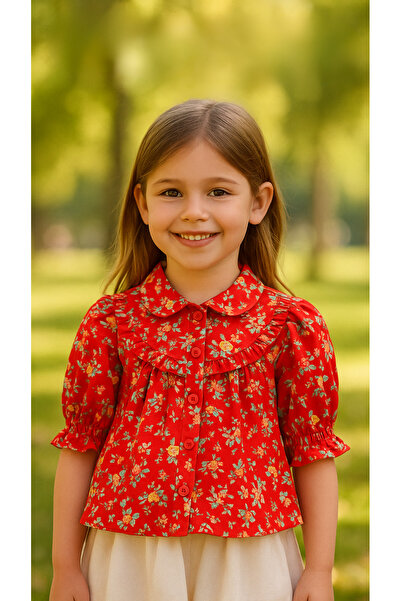 Hilal Akıncı Kids Κοντομάνικο λουλουδάτο πουκάμισο για κορίτσι