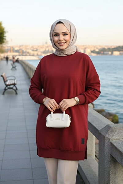 Neva Style Burgundy Hijab Tunic (30644Br)