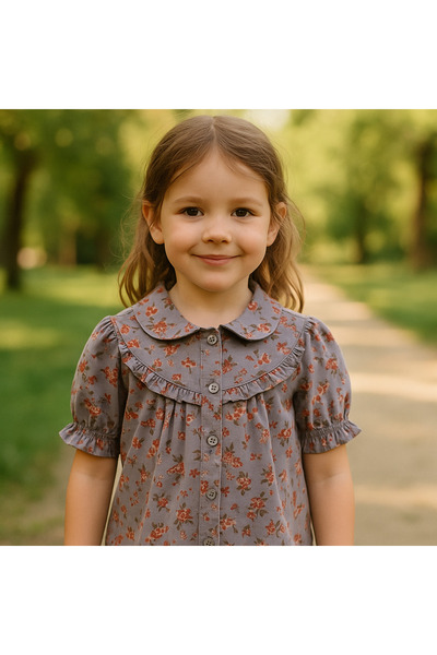 Hilal Akıncı Kids Kız Çocuk Kısa Kollu Çiçekli Gömlek
