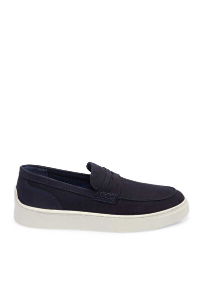 Tergan Lacivert Hakiki Nubuk Deri Erkek Loafer - E24I1AY56746-C39