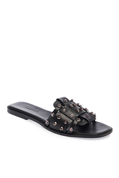 Tergan Siyah Vegan Kadın Terlik - K24Y1TR67081-D62