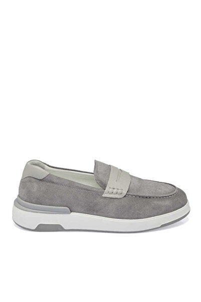 Tergan Gri Hakiki Süet Deri Erkek Loafer - E24I1AY56786-C11