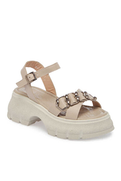 Tergan Bej Hakiki Deri Kadın Sandalet - K24Y1SN67155-S5Y