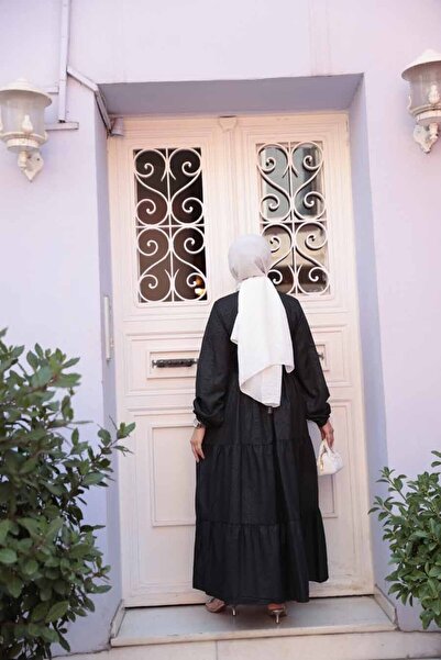 N.S NEVA STYLE Buttoned Black Hijab Dress 30391S