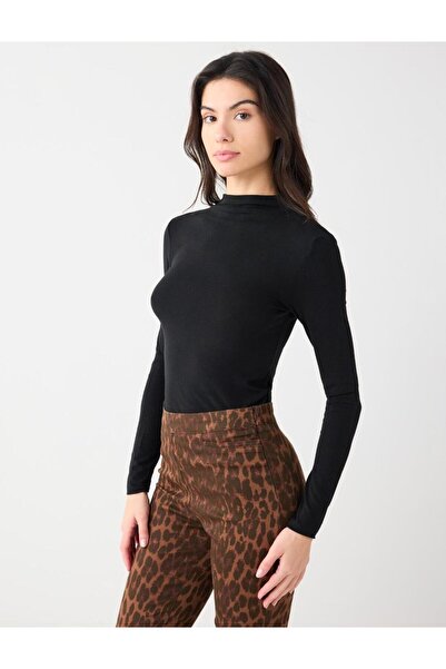 Jimmy Key Black Slim Fit Crew Neck Long Sleeve Knitted Blouse