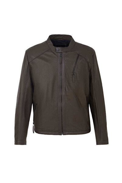 Tergan Haki Hakiki Deri Erkek Deri Mont - E22BDM310382-R2X