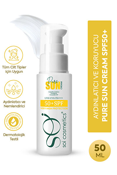 SOI Cosmetics Leke Karşıtı Güneş Kremi 50ml Spf 50+ - Su Bazlı Yağlandırmayan...