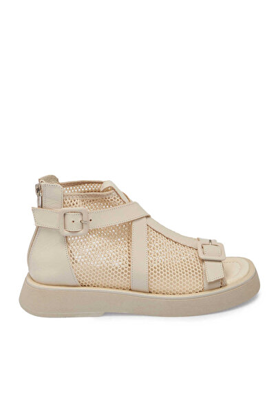 Tergan Bej Deri-Tekstil Kadın Sandalet - K24Y1SN67109-A25