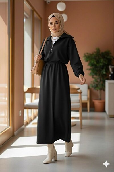 onlymoon Γυναικείο μαύρο φόρεμα κατάδυσης ◆   oversized Άνετη εφαρμογή με ζών...