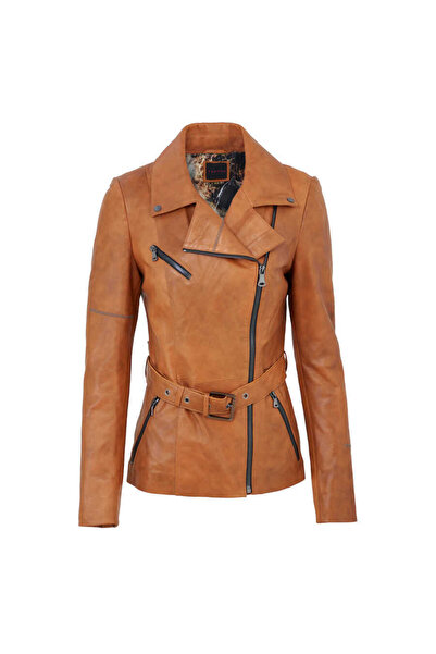 Tergan Taba Hakiki Deri Kadın Hakiki Deri Ceket - K22KDM320298-R51