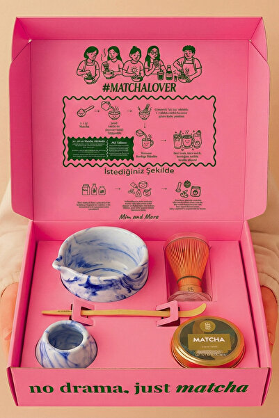 Mim and More Matcha Starter Pack - Chawan, Bamboo Whisk, Chasen, Chasaku, Pure Matcha 25 Gr Matcha Starter Set