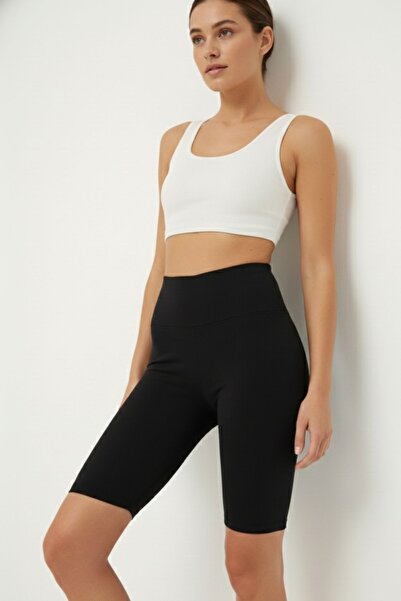 comstar Women's Fitil Toning Stretchy Basic Black Leggings Shorts