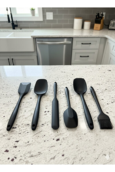 Tercih Home 6 Pieces Silicone Food Cooking Kitchenware Set Pastry Spatula Large Small Spoon Egg Brush Spatula