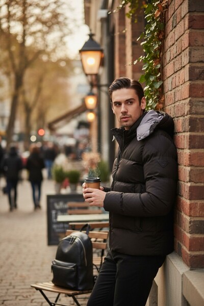 Frappoli Ανδρικό κανονικό παλτό με κουκούλα