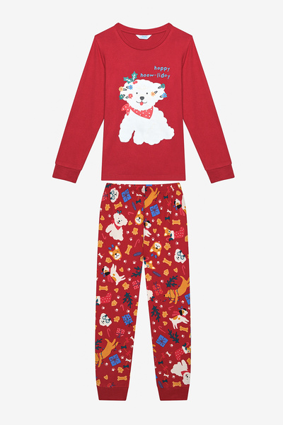 Penti Girl's Fancy Thermal Red Pajama Set