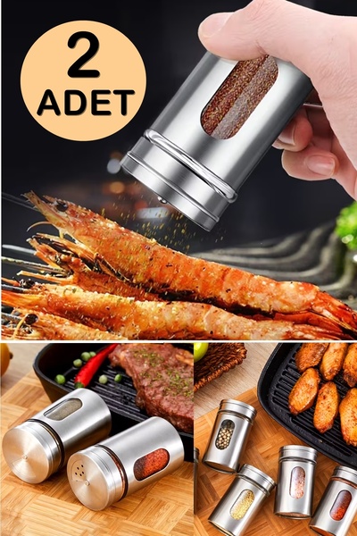 Kitchen Beauty 2 Adet Paslanmaz Çelik Tuzluk ve Karabiberlik Tuzluk Biberlik ...