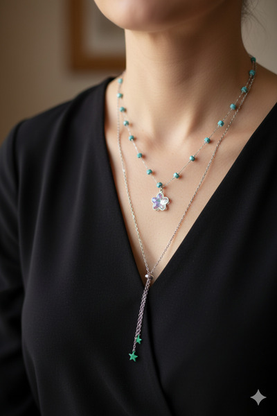 Jewerly قلادة نسائية مرصعة بالنجوم اللامعة