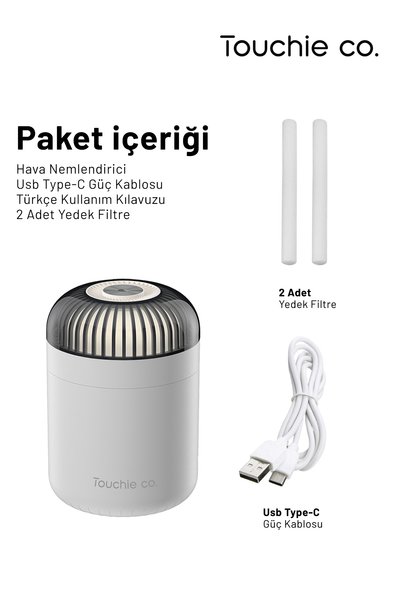 Touchie Co Hava Nemlendirici 500 ml Şarjlı Ultrasonik Buhar Makinesi | TOC 1002