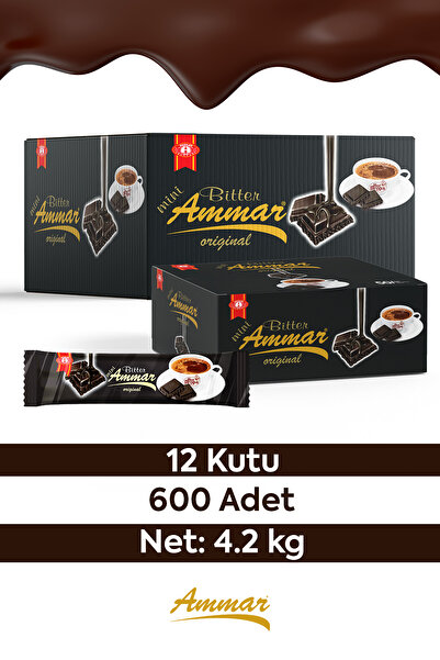 AMMAR Bitter Çikolata %25 Kakao'lu, Glutensiz, '4.2 KG' (12 Kutu = 600 Adet) ...