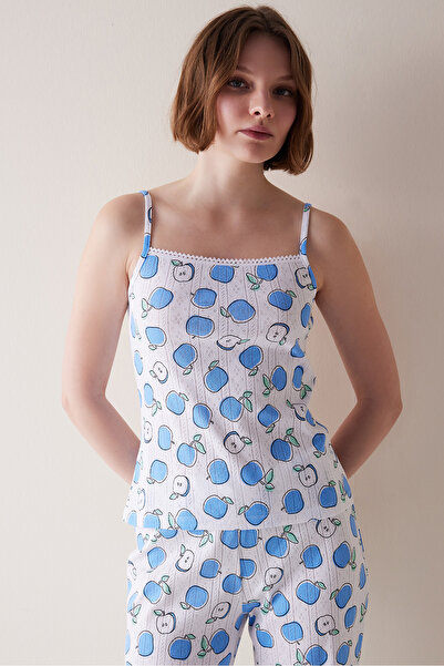 Penti Apples Pointel White Cotton Undershirt Pajama Top