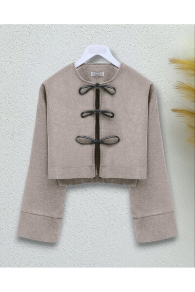 Modamorfo Lace front cashmere jacket -mink