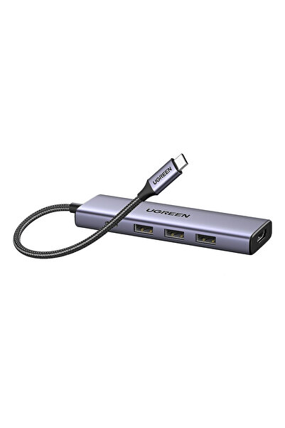 Ugreen 5'i 1 Arada USB-C 100W PD 4K HDMI Hub Çoklayıcı, Gri, 15596