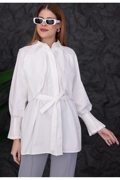 Dagü Design Kadın tesettür trenç ekru poplin tunik