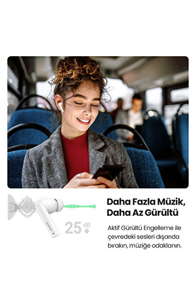 Ugreen Hitune T3 Anc / Ambience Tws Wireless Bluetooth 5.2 Headset White