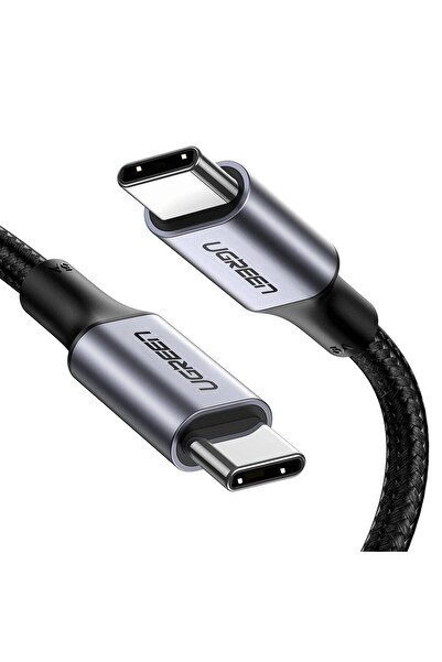 Ugreen USB-C 100W 5A QC PD Örgülü Hızlı Şarj Kablosu, 2 m, Siyah, 70429