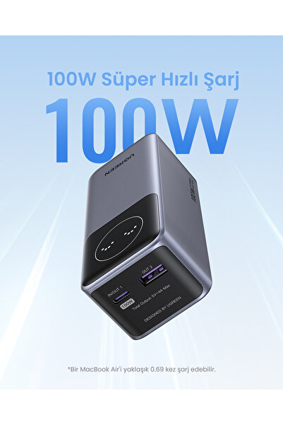 Ugreen Nexode Power Bank with Smart Digital Display 12000mAh 100W - Gray