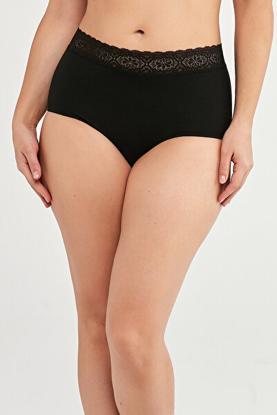 Penti Beauty Cotton High Waist Black Slip Panties