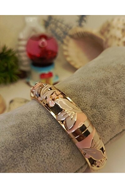 QERMA Çelik Mineli Bilezik (Pembe)Kalın Model Taşlı Kelepçe Mineli Kalın Mode...