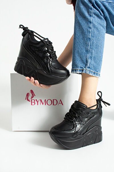 Bymoda Noul sezon pantofi negri cu toc ascuns cu pană Înălțime totală 10 CM