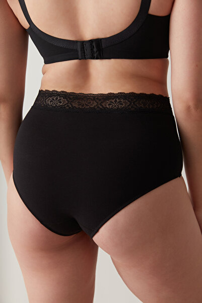 Penti Beauty Cotton High Waist Black Slip Panties