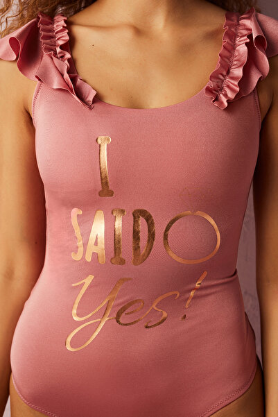 Penti Dark Pink Flore Ruffle Detailed Swimsuit