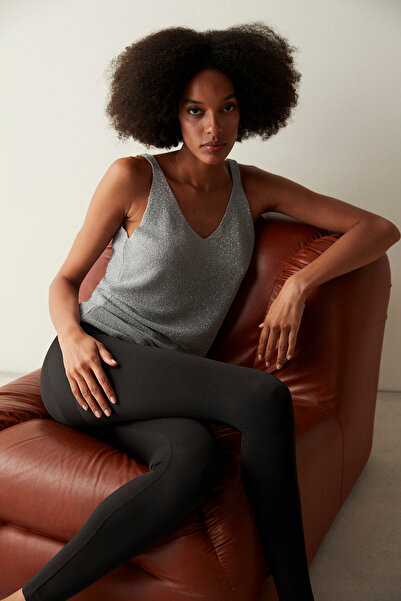 Penti Černé lesklé punčochové kalhoty Miracle Pop Up