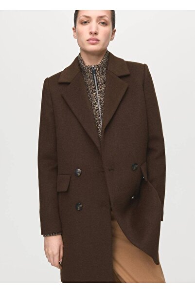 MANGO Woman Kruvaze yün karışımlı palto