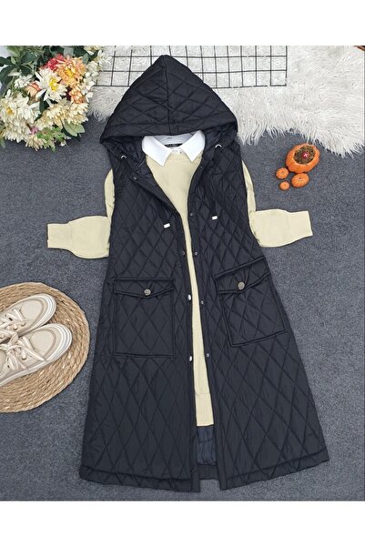 Modamorfo Covered pocket quilted vest - black