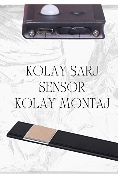 edewatt Sensörlü Şarjlı Dekoratif Gece Lambası Mutfak Mıknatıslı 3 Farklı Işık Renk 40cm ŞERİT LED