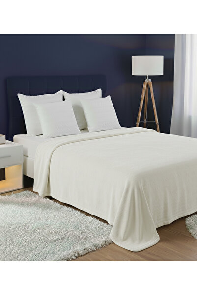 miz home collection 195*215 Wellsoft-Polar Çift kişilik Krem Yatak Örtüsü-Battaniye