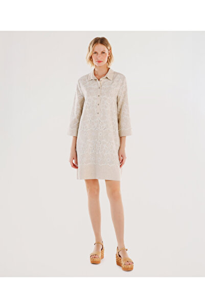Yargıcı Gömlek Yaka Uzun Kollu Kısa Elbise