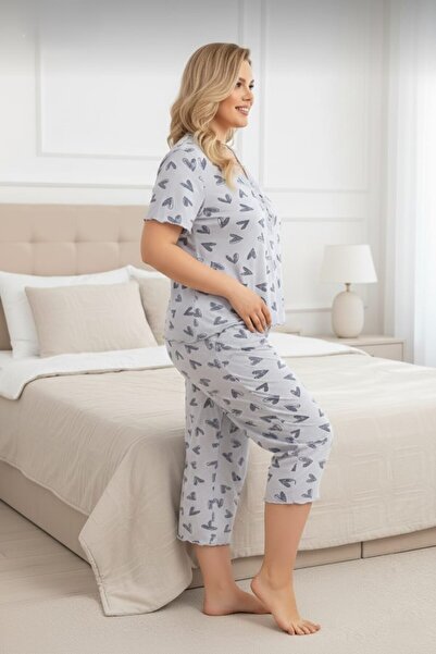 Eyfuze Women's Plus Size Short Sleeve Capri Bamboo Pajama Set