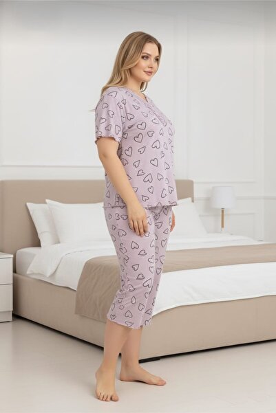 Eyfuze Women's Plus Size Short Sleeve Capri Bamboo Pajama Set