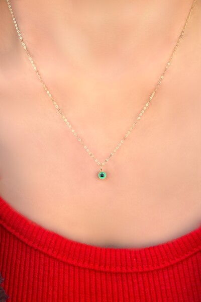 Altınaşkı Göz Boncuklu Halka Altın Kolye