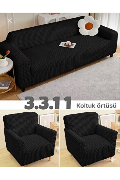 SENNORA PUF DESEN  Eteksiz Koltuk Kılıfı 3311 Lastikli Yıkanabilir Kanepe Çek...