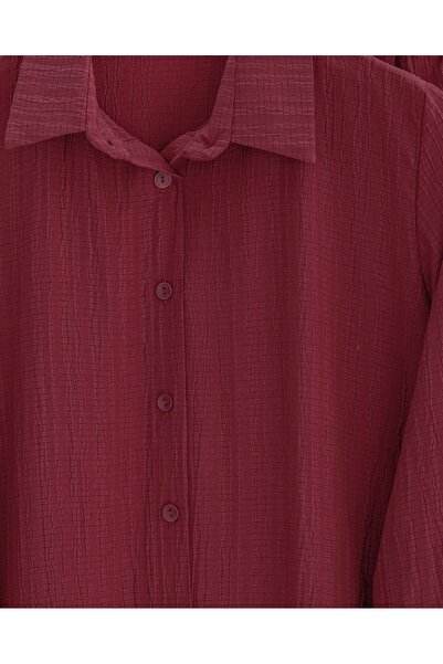 Modamorfo Buttoned Long Trousers Crinkle Suit - Burgundy