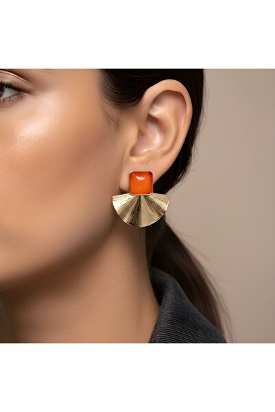 Snartun Gold Orange Half Sun Earrings – Energetic and Elegant Women's Jewelry...
