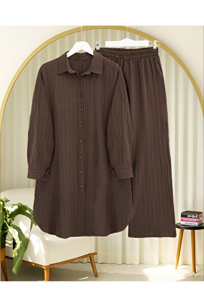 Modamorfo Buttoned Long Pants Crinkle Suit -K. Coffee
