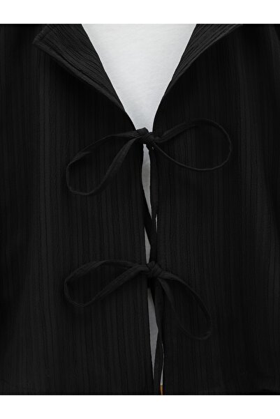 Modamorfo Crinkle Suit with Tie Front Skirt - Black