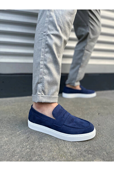 Joy Ayakkabı Jy180 Estilo X Laceless Suede Men's Casual Sports Classic Shoes Sbt - Navy Blue